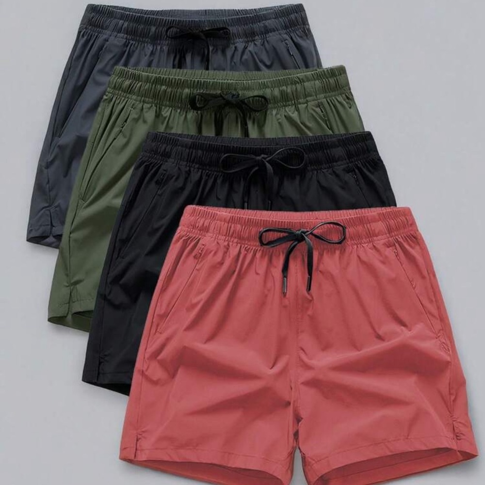 4pcs/Set Men's Loose Fit Thin Basketball, Fitness, Running Shorts